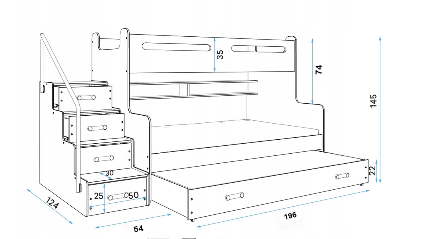 BMS Group Dětská postel Max 3 s přistýlkou - zelená