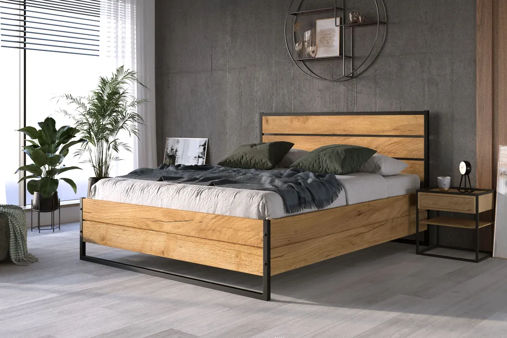 Postel z dubového masívu Loft - bez matrace