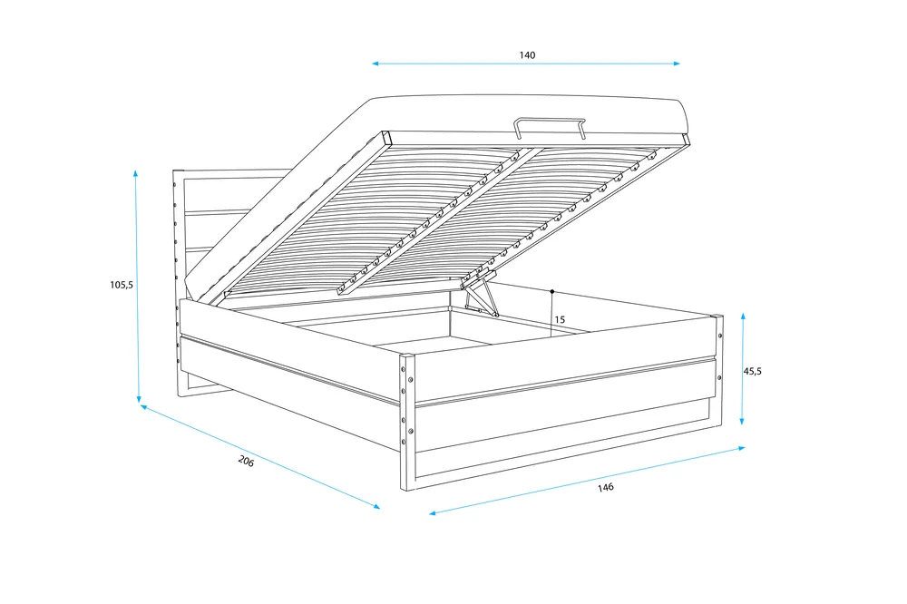BMS Group Postel z dubového masívu Loft - bez matrace 200x160