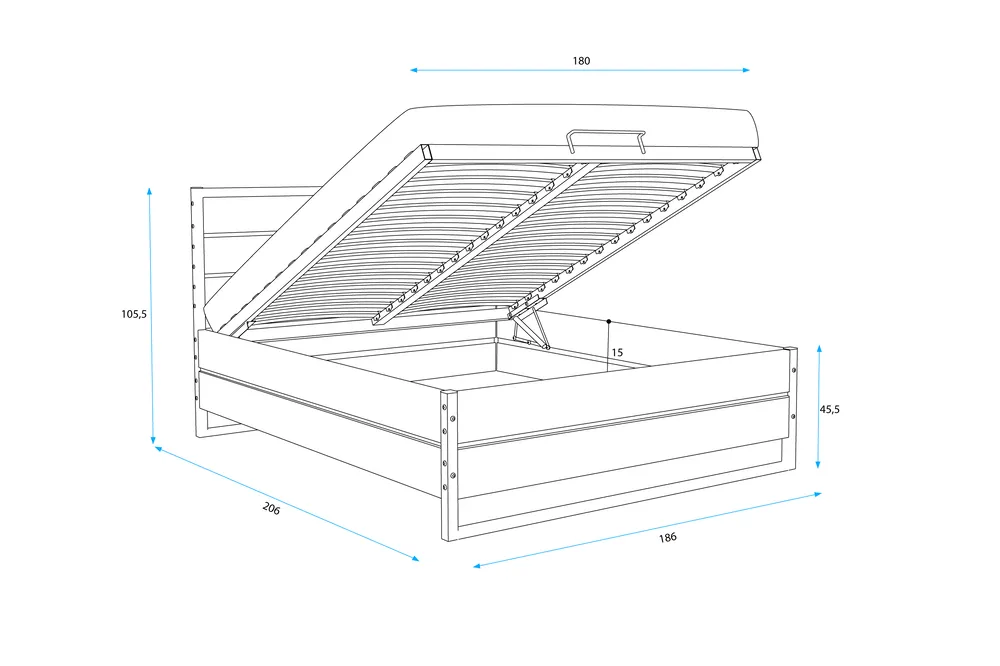 BMS Group Postel z dubového masívu Loft - bez matrace 200x160