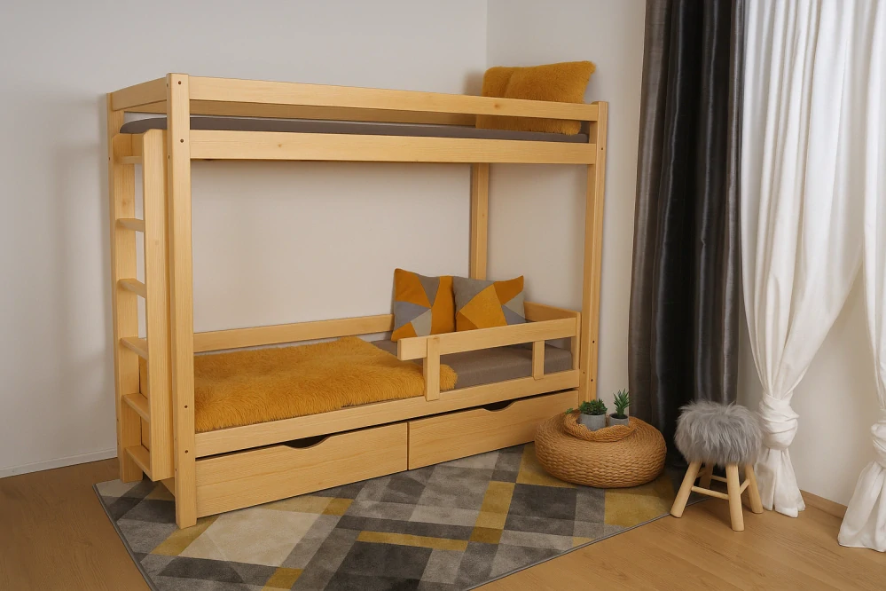 MAXIDO Dětská patrová postel Vali 180x80 přírodní