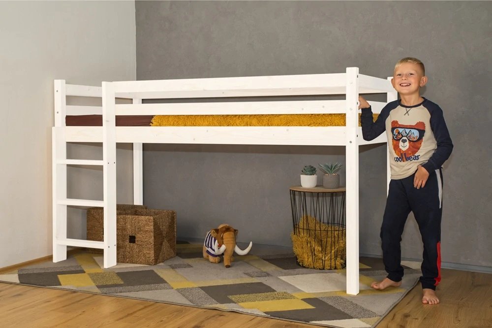 MAXIDO Vyvýšená dětská postel Martin 200 x 90 bílá