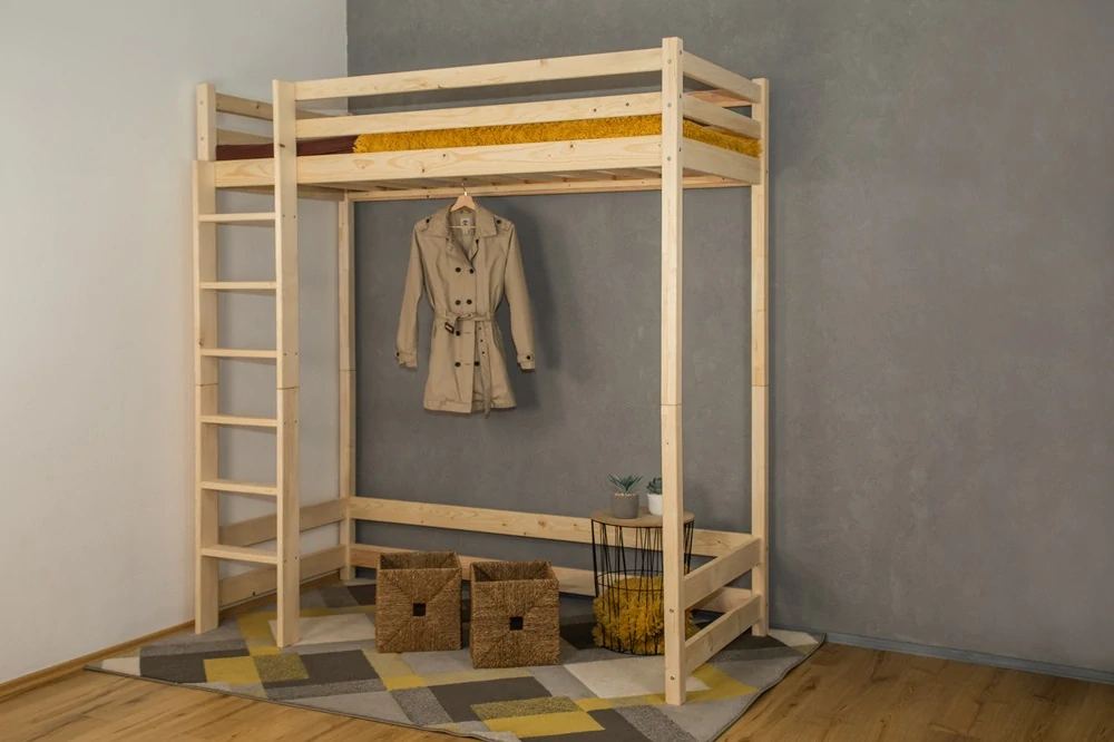 MAXIDO Dětská postel Martin - horní spaní 200 x 90 přírodní - průchod 180 cm