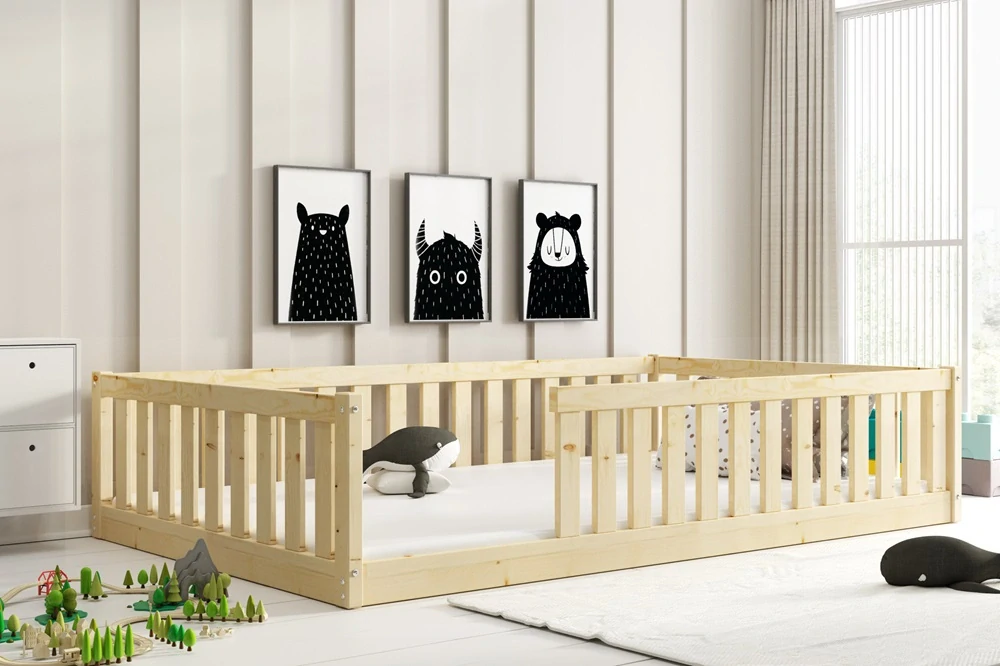 Dětská postel se zábranou Bella 120 x 200 přírodní | s matrací