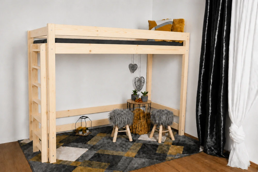 Vyvýšená dětská postel Vali - horní spaní II 160 x 80 přírodní - průchod 160 cm