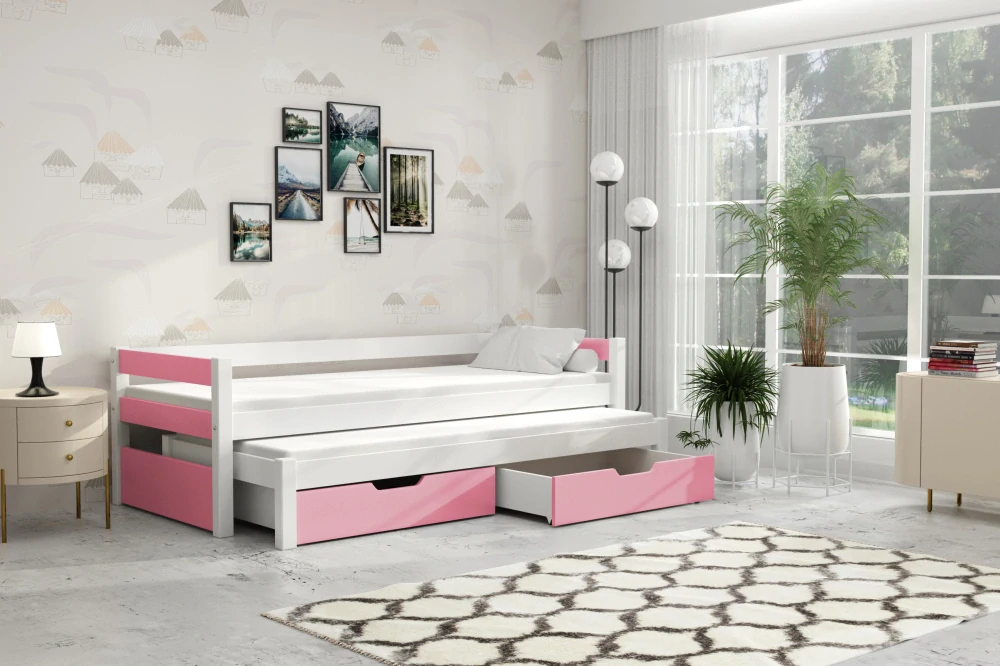 Dětská postel s přistýlkou Tomi 200 x 90 růžová