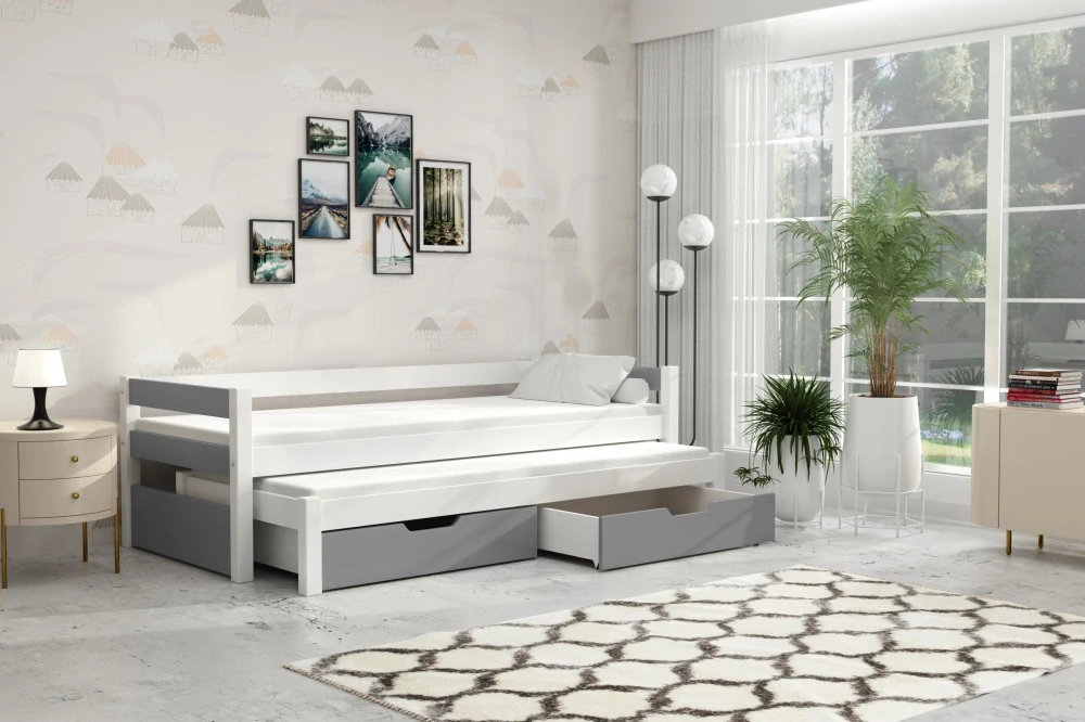 Dětská postel s přistýlkou Tomi 200 x 90 šedá