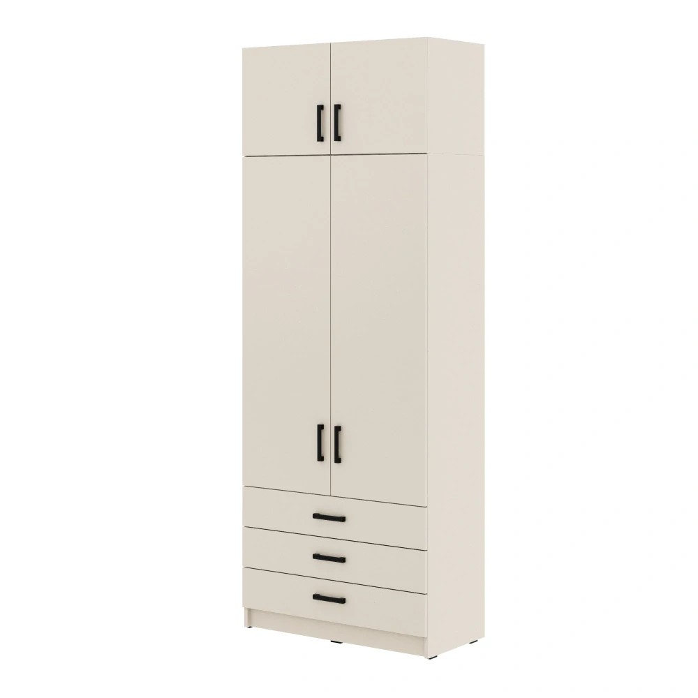 Šatní skříň Sigma 90 cm s nádstavbou Kašmír - kašmír/kašmír