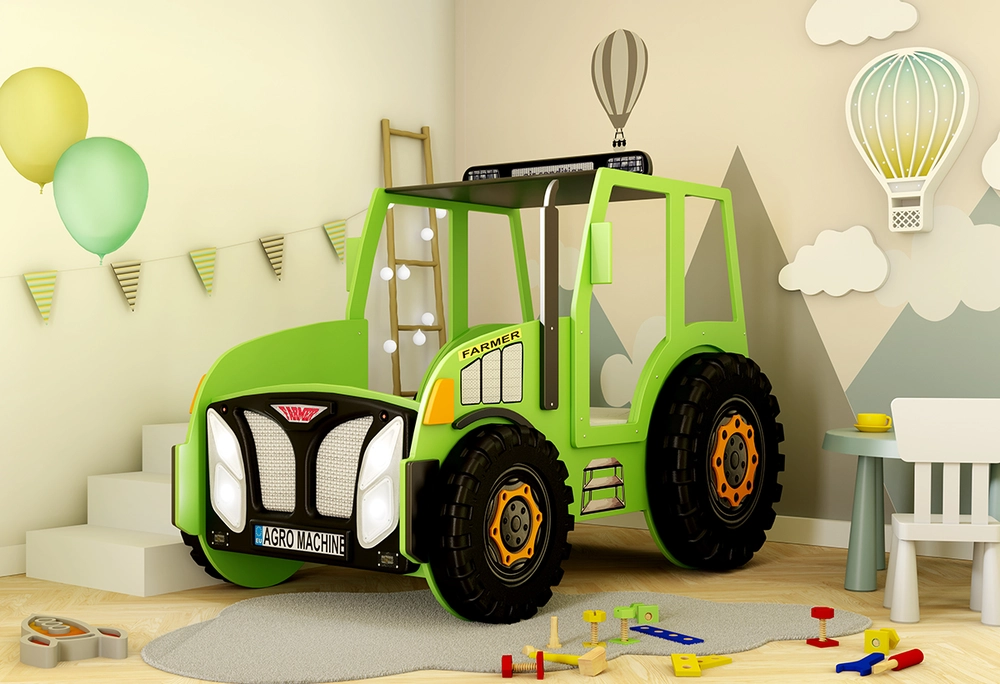 Dětská postel Traktor zelený 180 x 90 cm