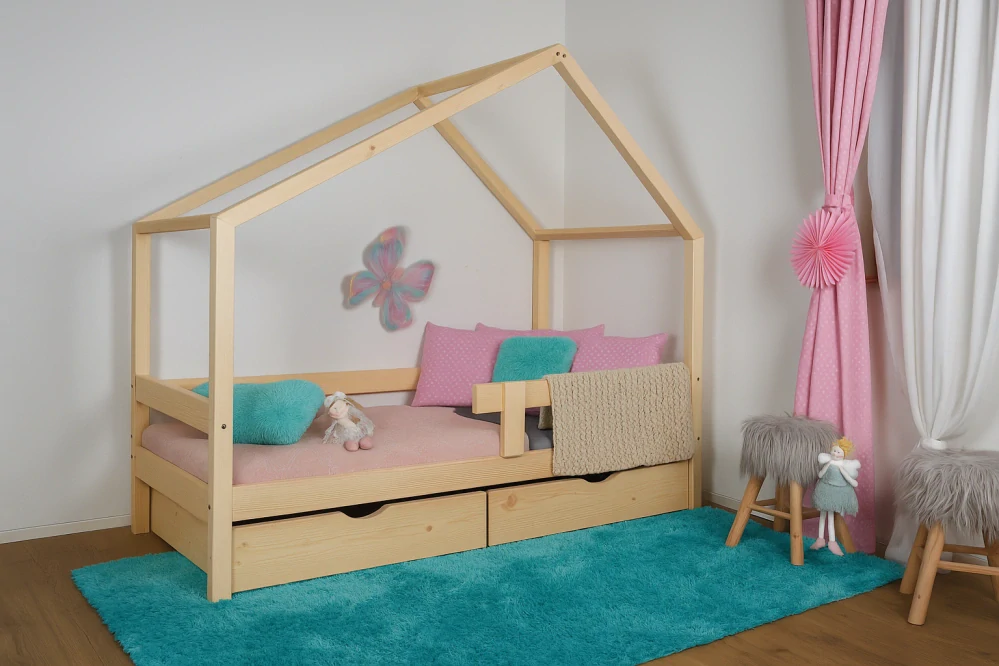 MAXIDO Dětská postel domeček Dita - dva šuplíky 200x90 bílá