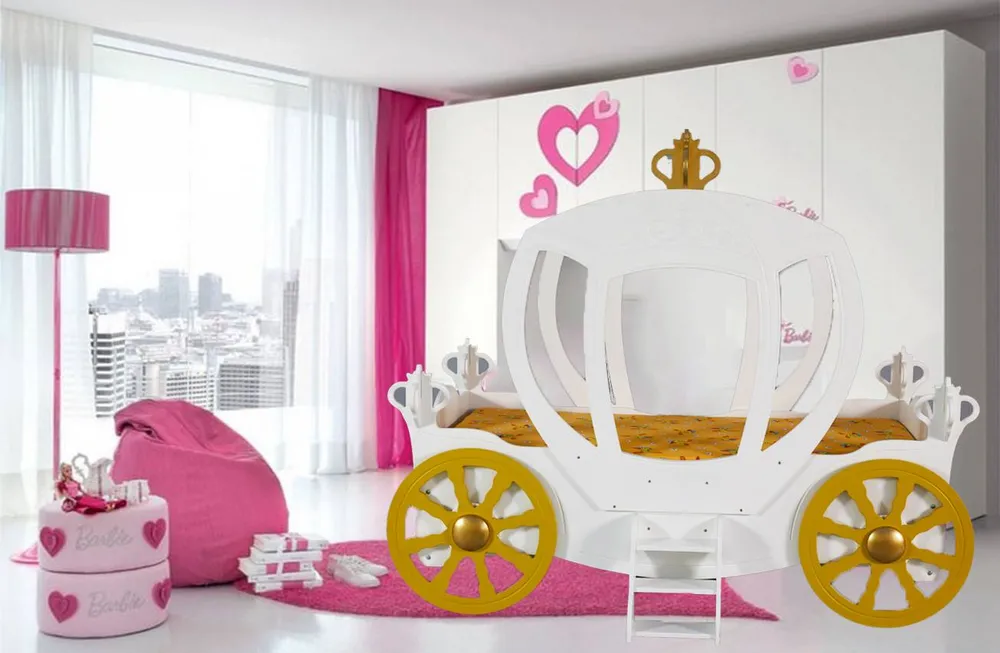 Dětská postel Kočár pro Princezny 180 x 90 Bílá
