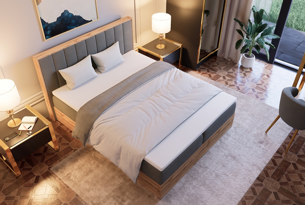 Manželská postel s úložným prostorem Leona 3 - 120 x 200 šedá | s topperem