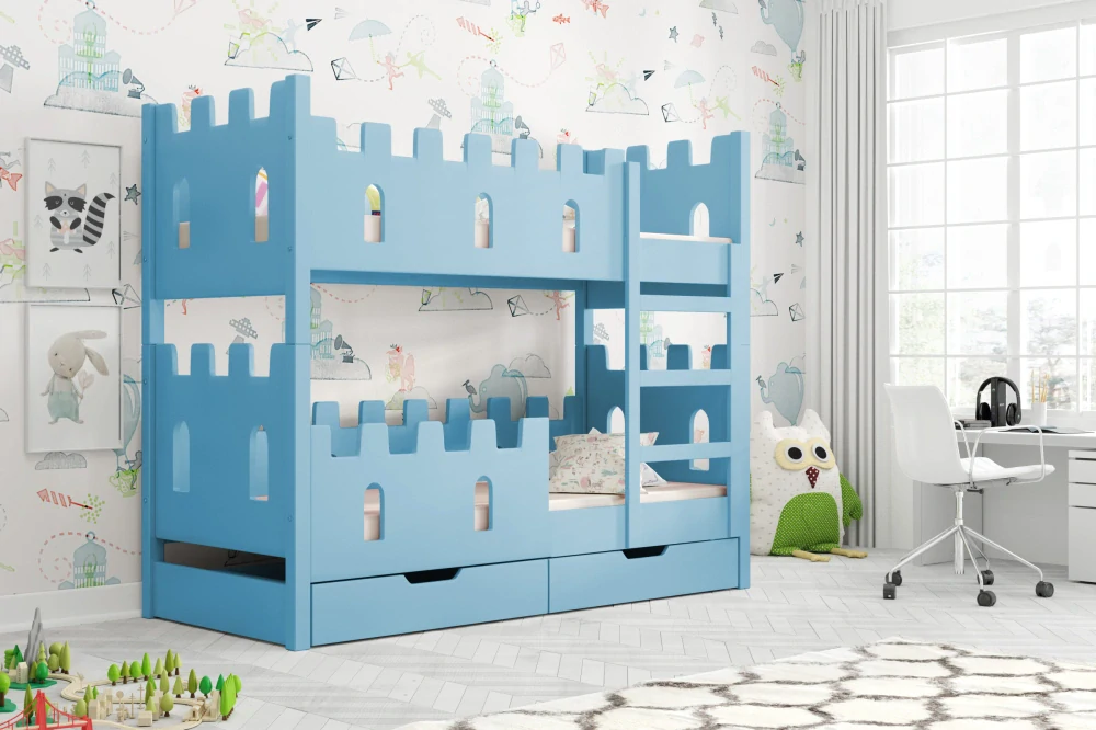 Dětská patrová postel Zámek 160 x 75 šedá