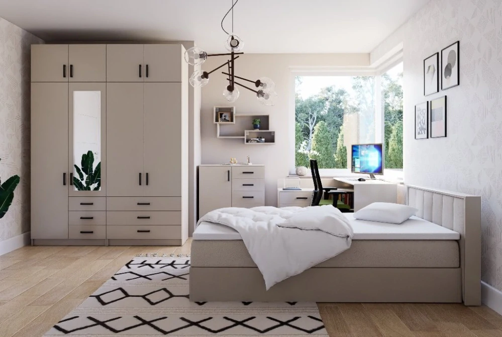 Šatní skříň Sigma 90 cm s nádstavbou Kašmír - kašmír/kašmír