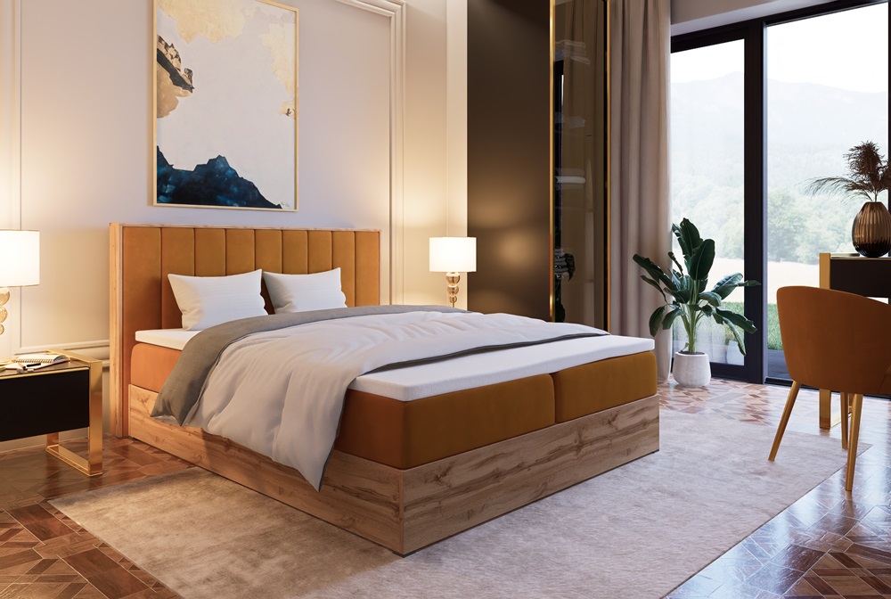 Manželská postel s úložným prostorem Leona 3 - 120 x 200 šedá | s topperem