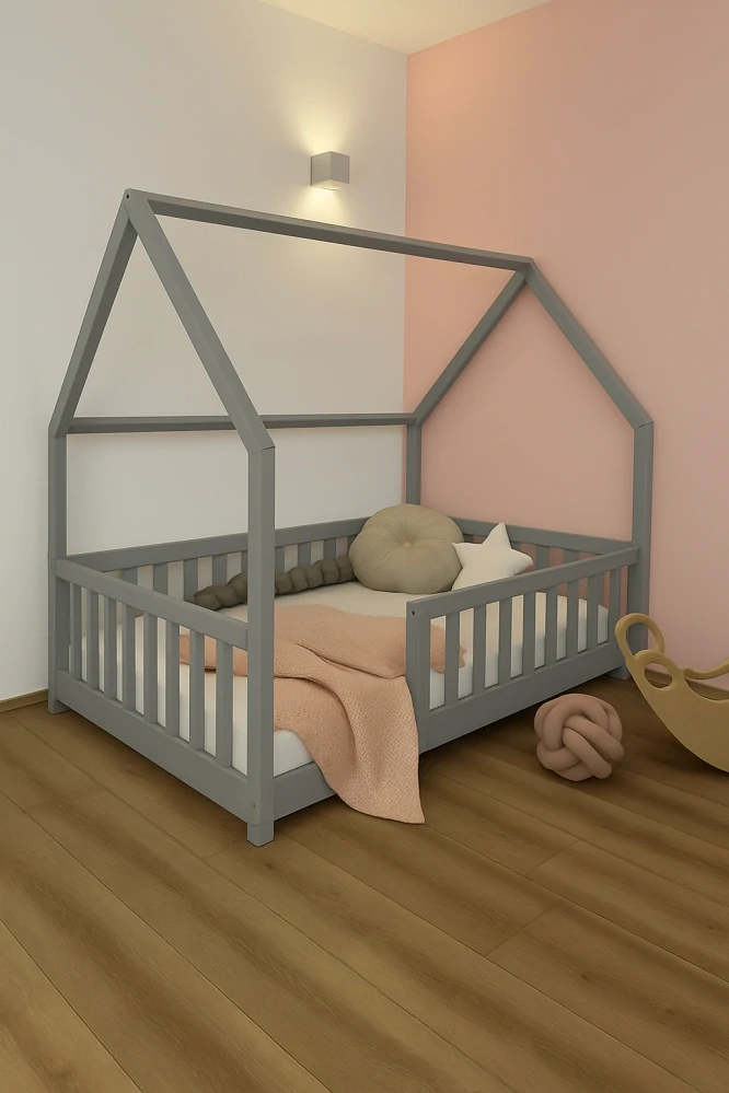 MAXIDO Dětská postel domeček Domi 160 x 80 šedá