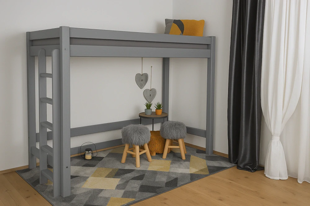 Vyvýšená dětská postel Vali - horní spaní II 160 x 80 přírodní - průchod 130 cm