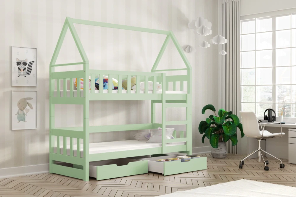 Dětská patrová postel Domeček 160 x 75 bílá