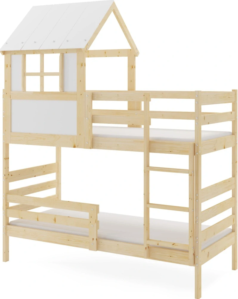 Dětská patrová postel domeček Eryk 190 x 90 přírodní | bez matrací