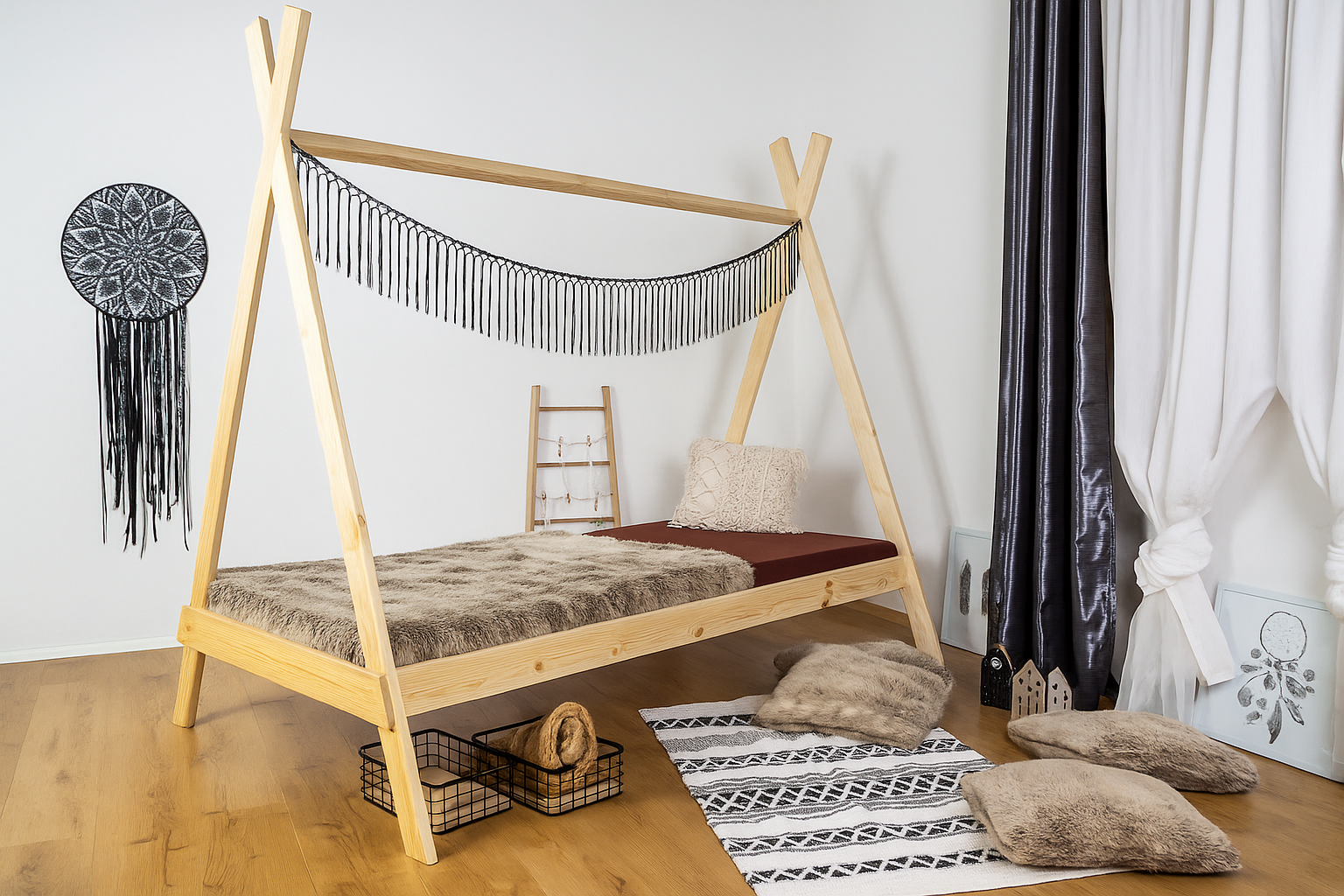 MAXIDO Dětská postel Teepee 160x80 Bílá