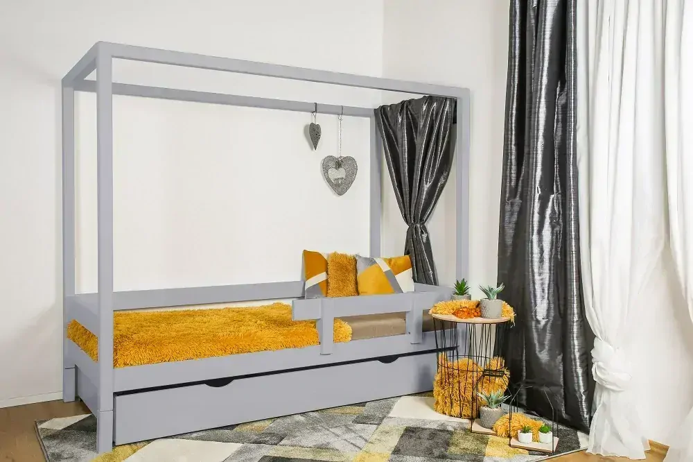 MAXIDO Dětská postel domeček Vali - jeden šuplík 180x80 - Šedá