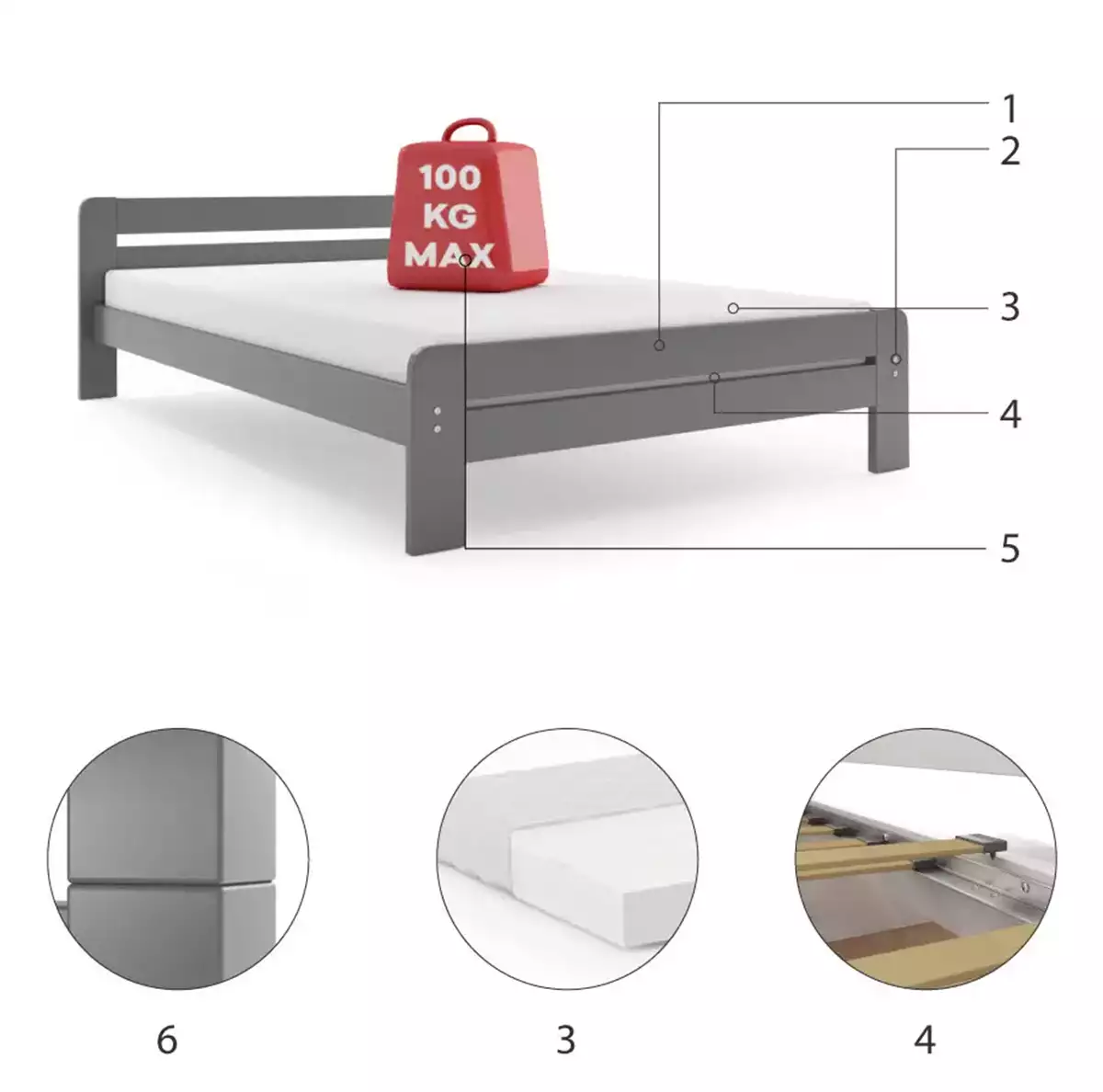 BMS Group Dřevěná postel Dallas s matrací 200x140 bílá