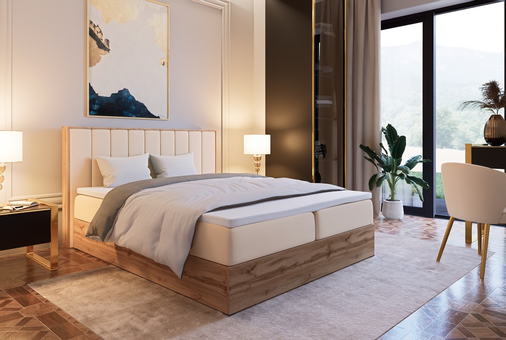 Manželská postel s úložným prostorem Leona 3 - 120 x 200 šedá | s topperem