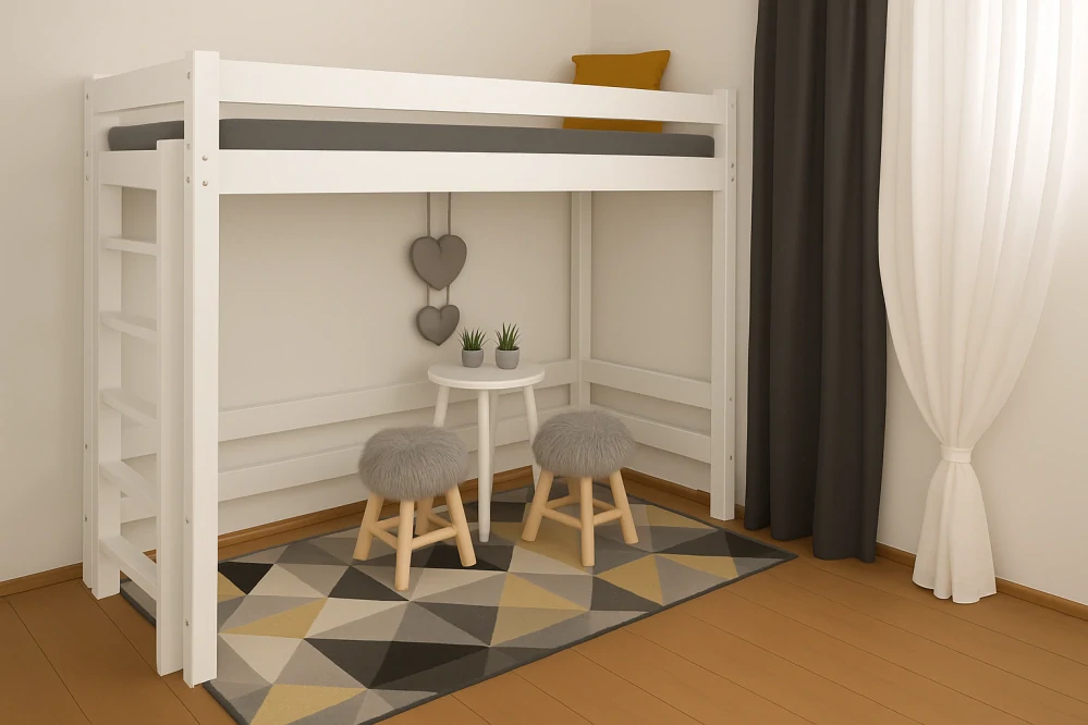 Vyvýšená dětská postel Vali - horní spaní II 160 x 80 přírodní - průchod 130 cm