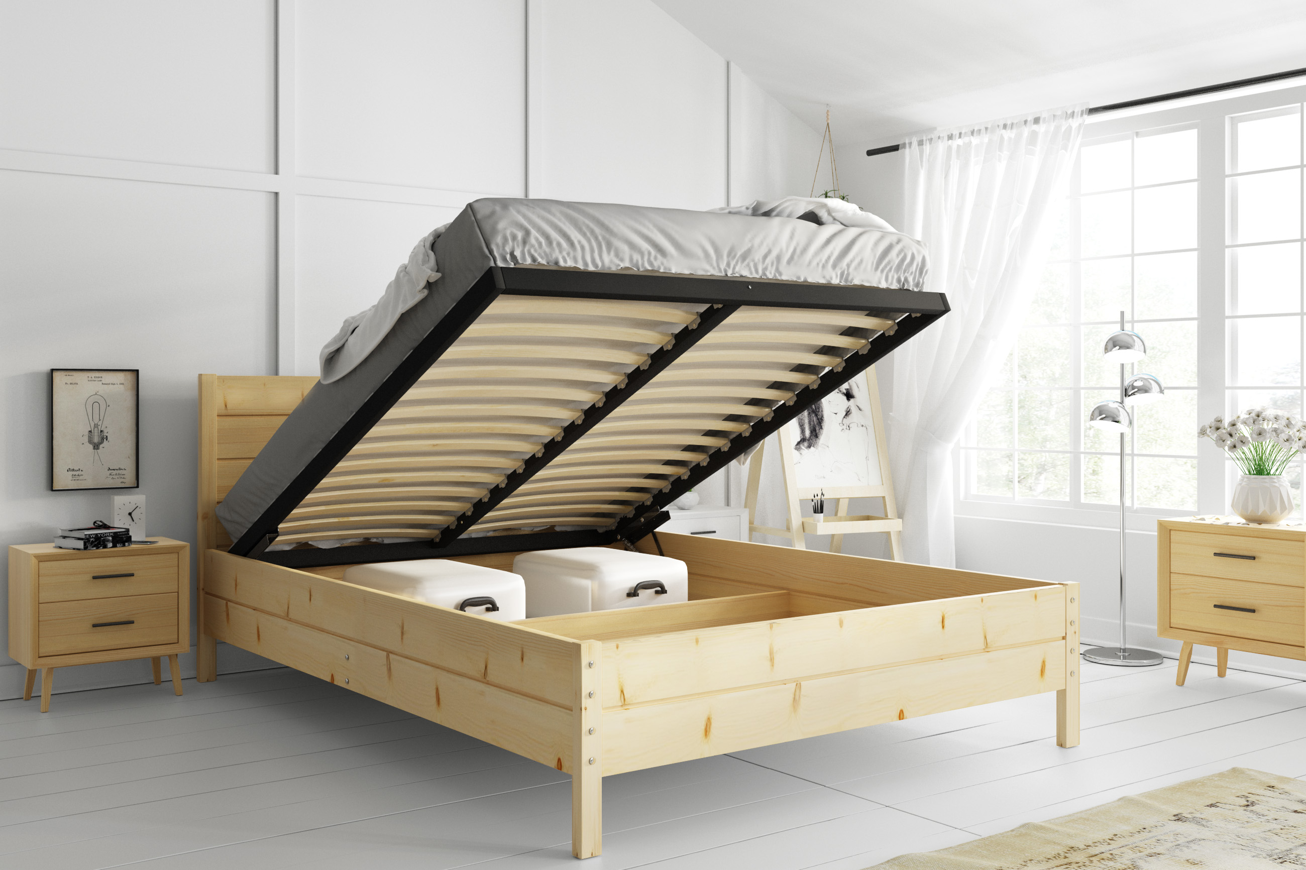 Postel s úložným prostorem Continental 140 x 200 bez matrace