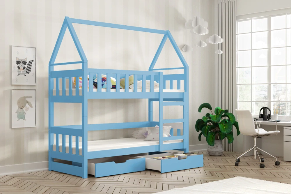 Dětská patrová postel Domeček 160 x 75 bílá