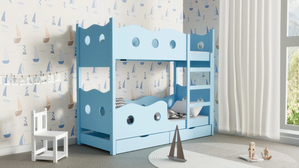 Dětská patrová postel Nemo 180 x 75 mintová