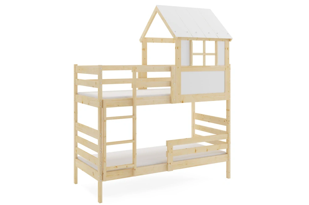 Dětská patrová postel domeček Eryk 190 x 90 přírodní | bez matrací