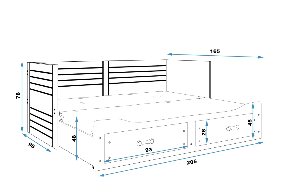 Rozkládací postel Hermes 200x80  - Kašmír - bez matrace