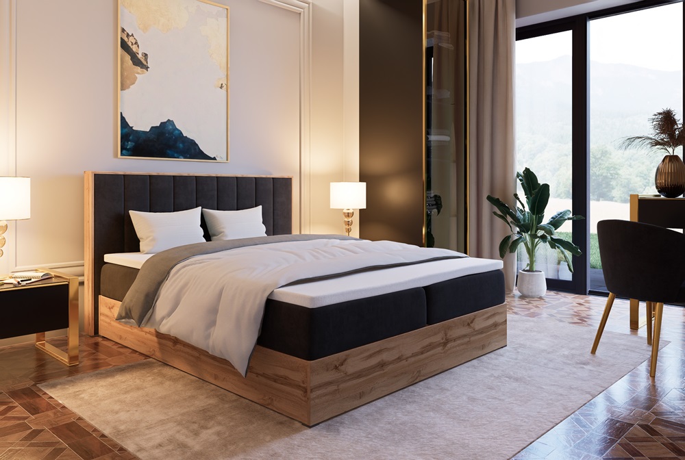 Manželská postel s úložným prostorem Leona 3 - 120 x 200 šedá | s topperem