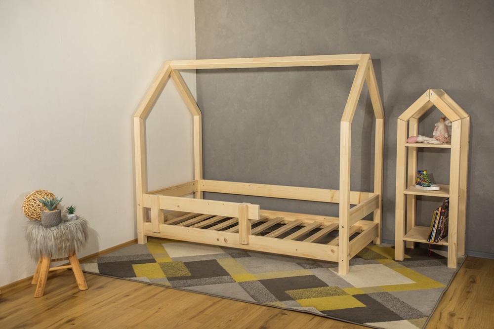 MAXIDO Dětská postel domeček Snílek - dva šuplíky 140x200 Přírodní