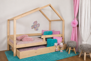 MAXIDO Dětská postel domeček Dita s přistýlkou 200x120 Přírodní