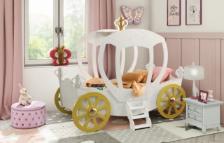 Dětská postel Kočár pro Princezny 180 x 90 Bílá 