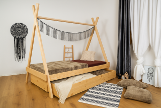 MAXIDO Dětská postel Teepee s přistýlkou 160x80 přírodní