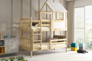 Dětská patrová postel domeček Kacper 190 x 90 přírodní
