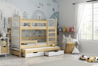 Dětská patrová postel Oli 3 - přírodní