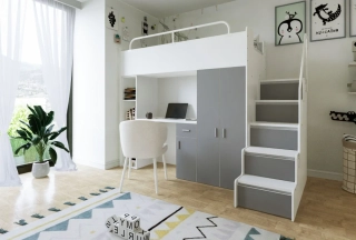 Vyvýšená postel Magnólie 200 x 90 cm s psacím stolem - Mat