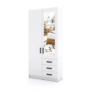 Šatní skříň Sigma 90 cm se zrcadlem Bílá - bílá/bílá