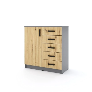 Komoda Sigma 90 cm Šedá - dub/dub