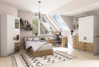 Sestava nábytku do dětského pokoje Sigma - Bílá - bílá/dub