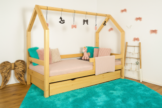 MAXIDO Dětská postel domeček Snílek - jeden šuplík 180x80 Přírodní