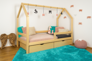 MAXIDO Dětská postel domeček Snílek - dva šuplíky 180x80 Přírodní