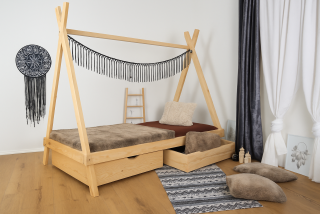 MAXIDO Dětská postel Teepee - dva šuplíky 160x80 Přírodní