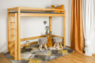 MAXIDO Dětská postel Vali - horní spaní 180x80 přírodní - průchod 130 cm
